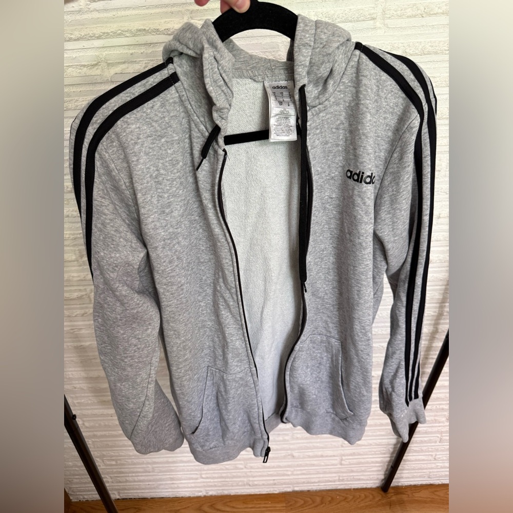 Adidas Heather Gray Full-Zip Hoodie